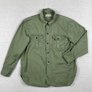 Madewell Shirt Womens Small Olive Green Utility Pocket Button Up Casual Travel